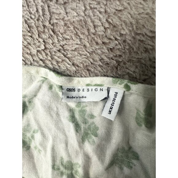 ASOS DESIGN slash neck button down dropped waist maxi dress green floral 6 New - Picture 13 of 16